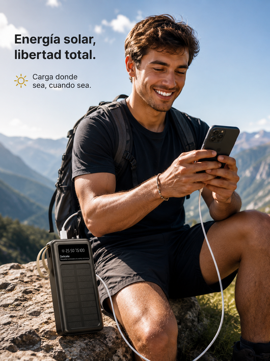 Cargador Solar Portátil 20,000mAh – 5 Puertos y Linterna LED | Evermar