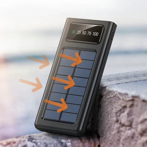 Cargador Solar Portátil 20,000mAh – 5 Puertos y Linterna LED | Evermar