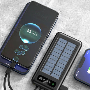 3. Conecta tus dispositivos con los cables integrados (USB-A, Type-C, Lightning, Micro-USB)